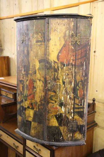 18th Century Painted Corner Cupboard 