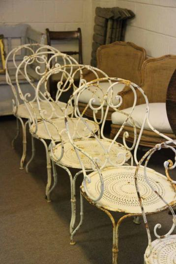Set of Old French Metal Chairs