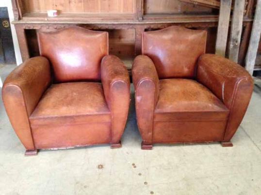 Pair of Leather Club Chairs