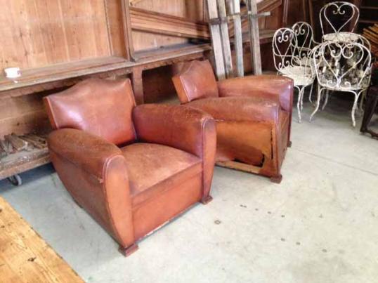 Pair of Leather Club Chairs