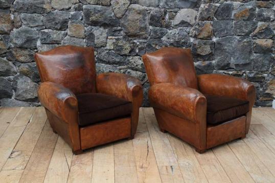 Pair of Leather Club Chairs