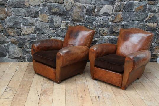 Pair of Leather Club Chairs