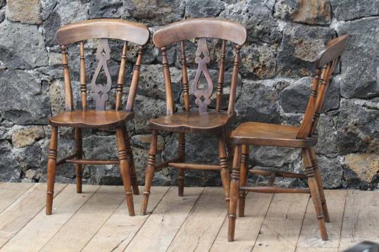 Set of Six English Elm Chairs