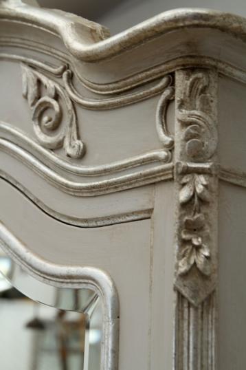 French Painted Armoire with Mirrored Doors