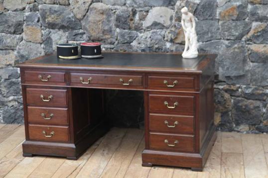 English Walnut Pedestal Desk