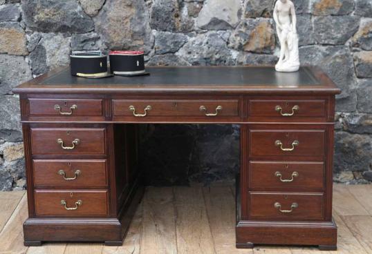 English Walnut Pedestal Desk