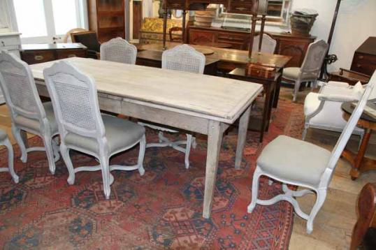 Blonded French Provincial Dining Table With Drawer Leaves