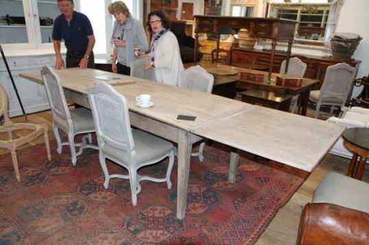 Blonded French Provincial Dining Table With Drawer Leaves