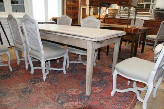 Blonded French Provincial Dining Table With Drawer Leaves