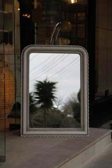 Painted French Louis Philippe Mirror with Pie Crust Edge Moulding