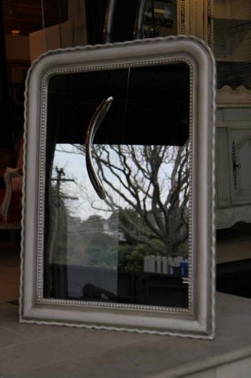 Painted French Louis Philippe Mirror with Pie Crust Edge Moulding