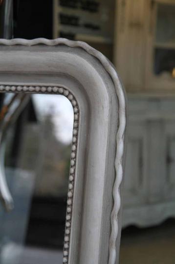 Painted French Louis Philippe Mirror with Pie Crust Edge Moulding