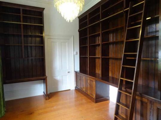 Bookcase with Library Ladder and Cupboards