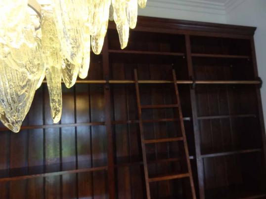 Bookcase with Library Ladder and Cupboards