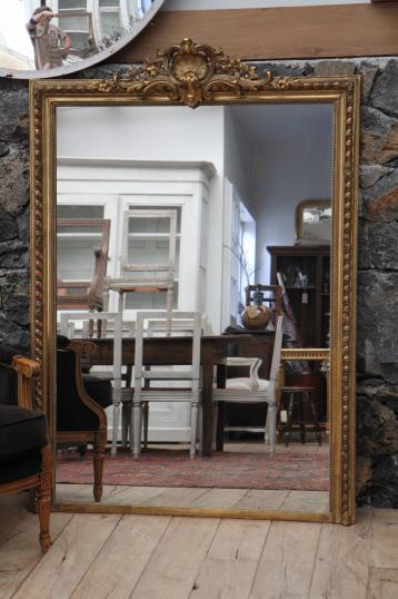 Large Antique French Crested Mirror