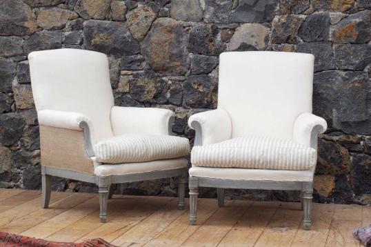  A Pair of Antique Gustavian High Back Armchairs
