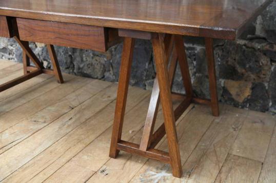 Trestle Table or Desk with Two Drawers