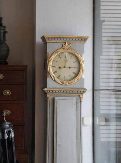 Swedish Gustavian Longcase Painted Clock