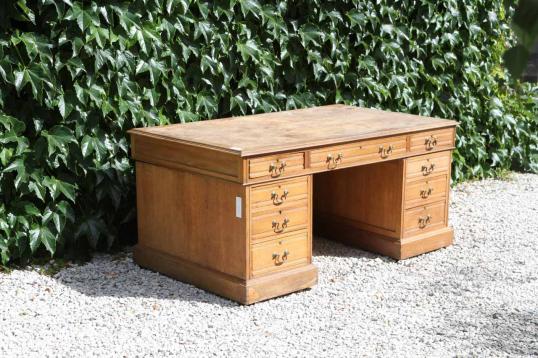 Large English Oak Pedestal Partners Desk