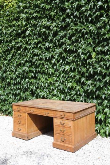 Large English Oak Pedestal Partners Desk