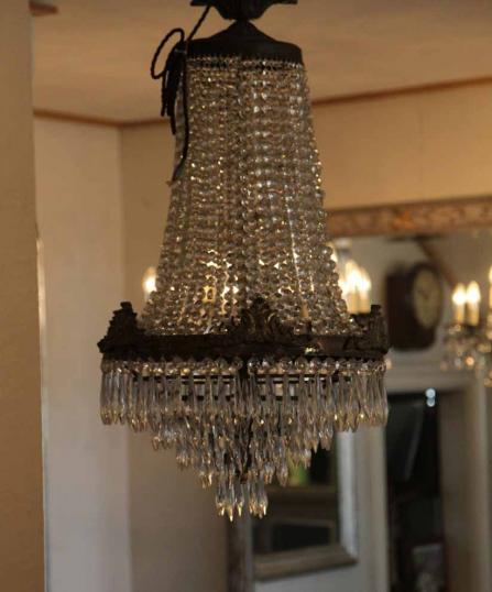 Antique Waterfall and Basket Chandelier