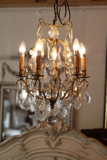 Small French Brass Chandelier 