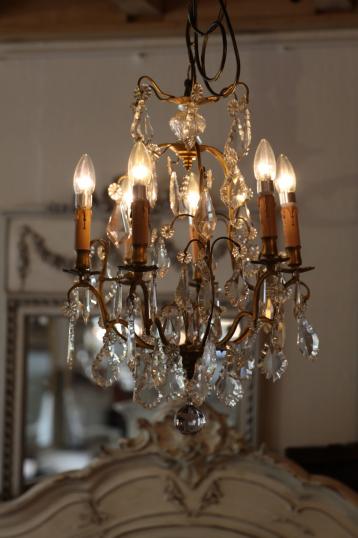 Small French Brass Chandelier 