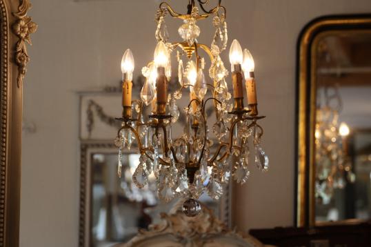 Small French Brass Chandelier 