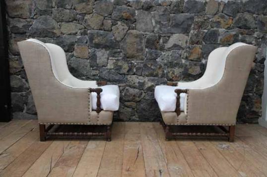 Pair of Antique Bobbin Legged Chairs Plus Footstool