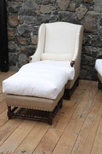 Pair of Antique Bobbin Legged Chairs Plus Footstool