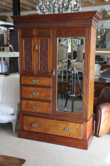 Colonial Kauri Wardrobe with Carved Door Panels