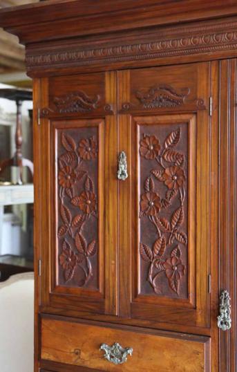 Colonial Kauri Wardrobe with Carved Door Panels