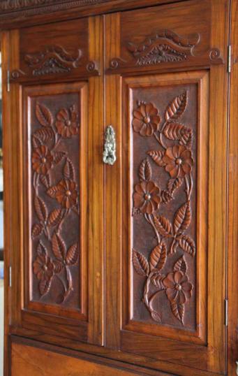 Colonial Kauri Wardrobe with Carved Door Panels