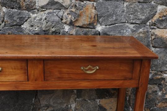 Three drawer chestnut side table