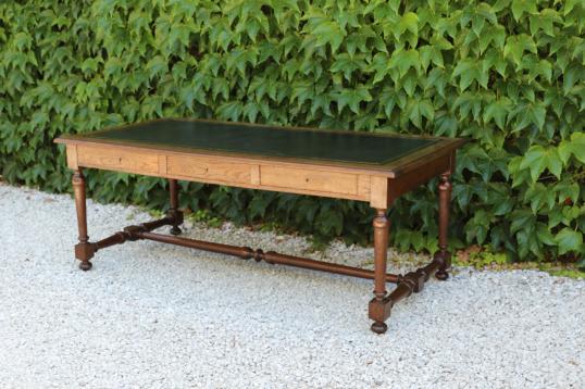 Large French oak library table 