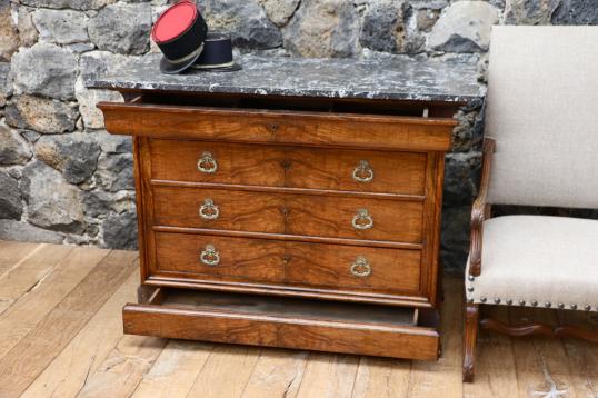 Louis Philippe Bookmatched Walnut Commode