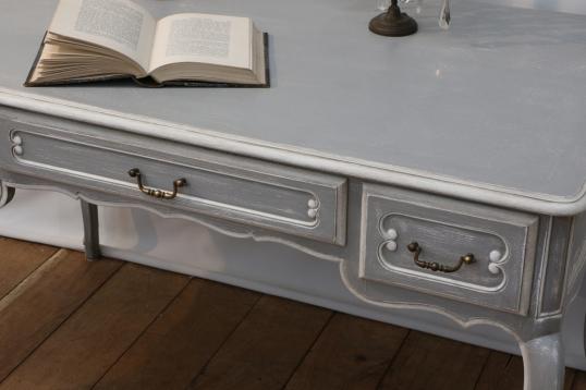 Grey and White Painted Bureau Plat or Dressing Table