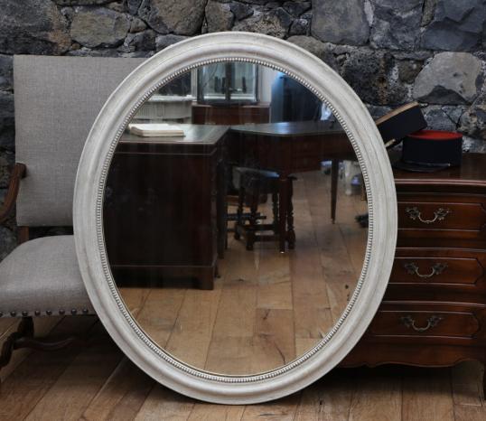 Stunning Oval Louis Philippe Mirror with Gesso Finish