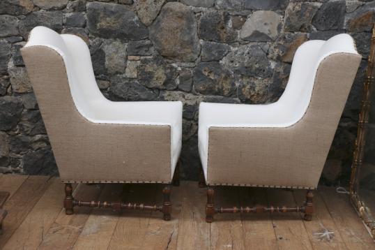 Pair of Louis XIII Wing Chairs