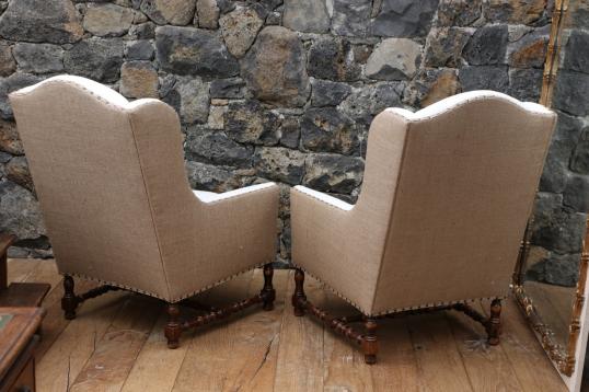 Pair of Louis XIII Wing Chairs