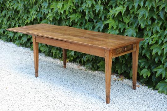 Small Chestnut French Provincial Dining Table with Extension Leaf