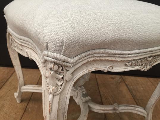 Small Painted Upholstered French Stool