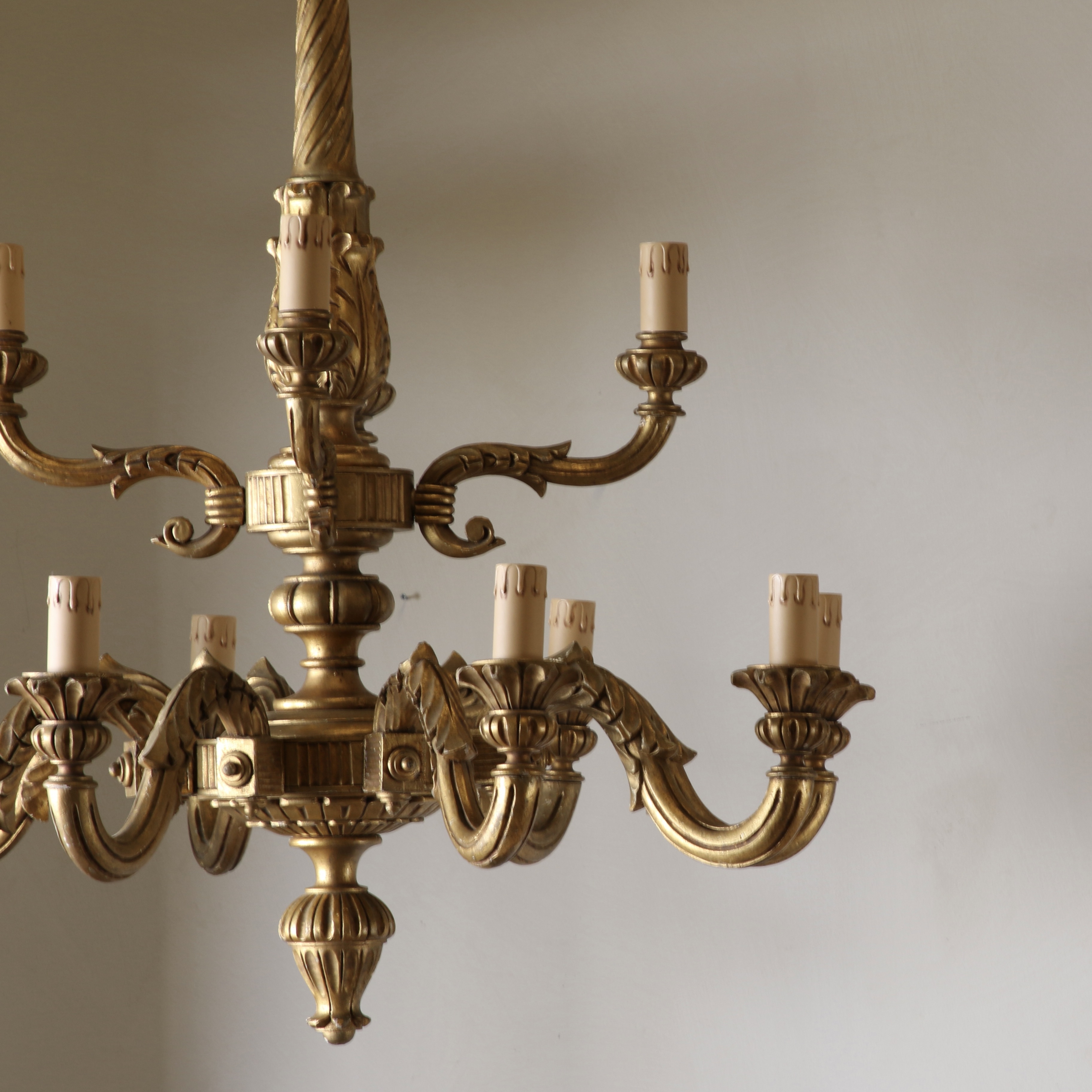 Large Wooden Gold Chandelier