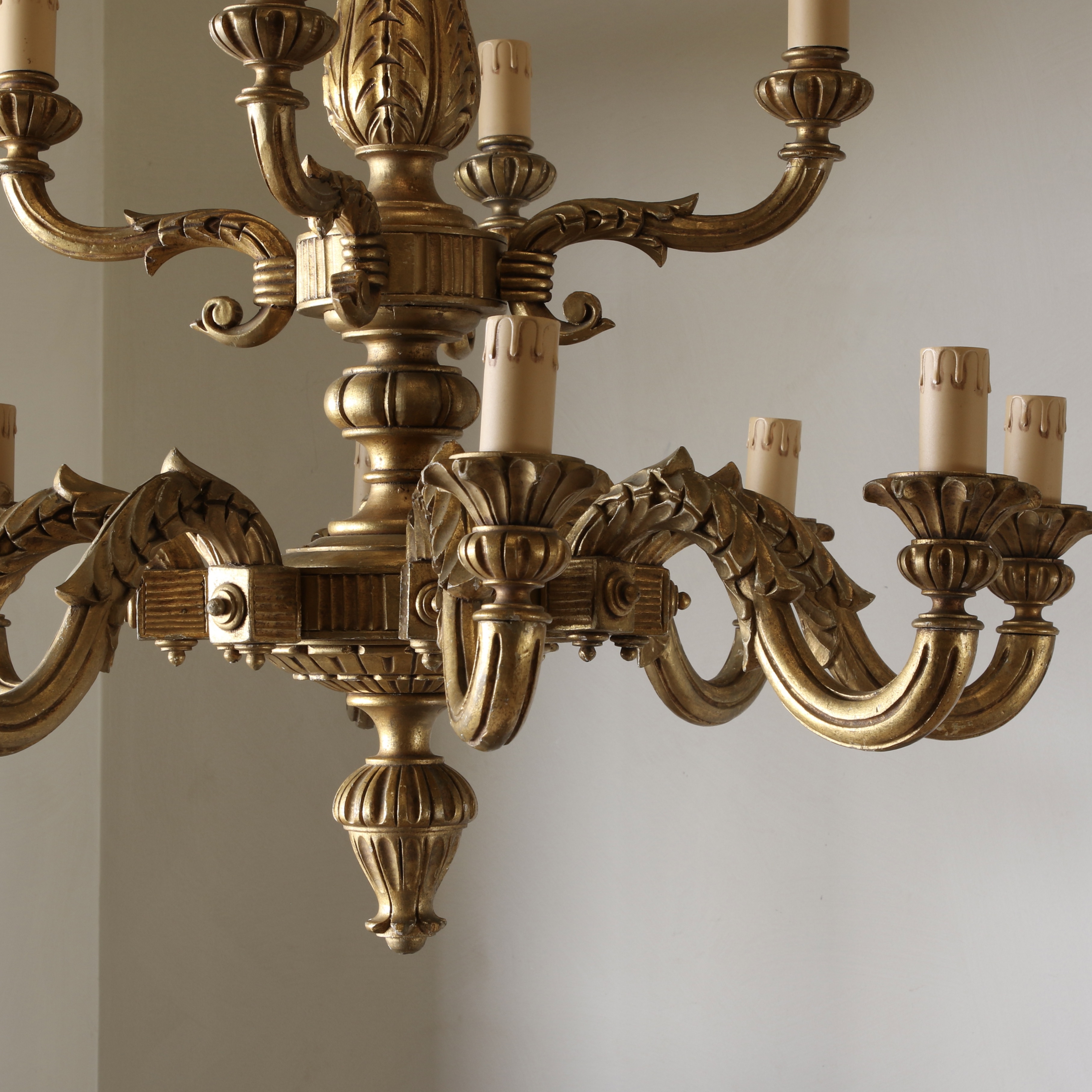 Large Wooden Gold Chandelier