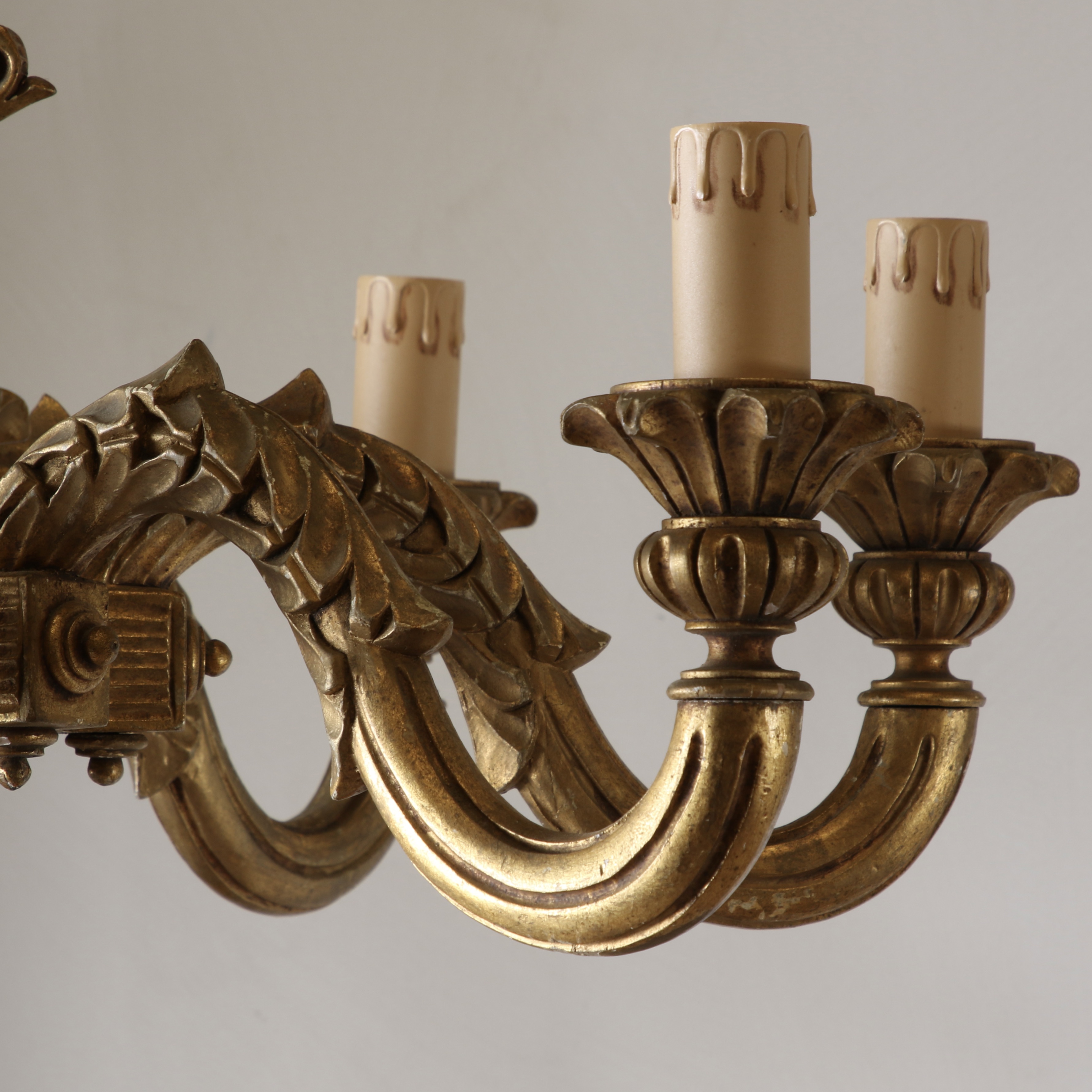 Large Wooden Gold Chandelier