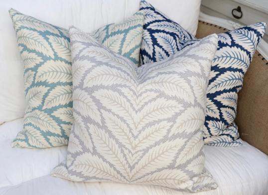 Heavy Linen Leaf Print Cushions 