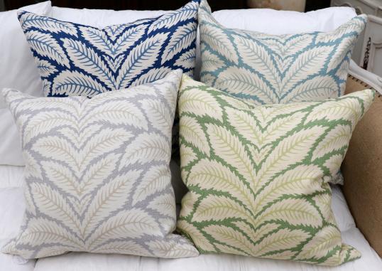 Heavy Linen Leaf Print Cushions 