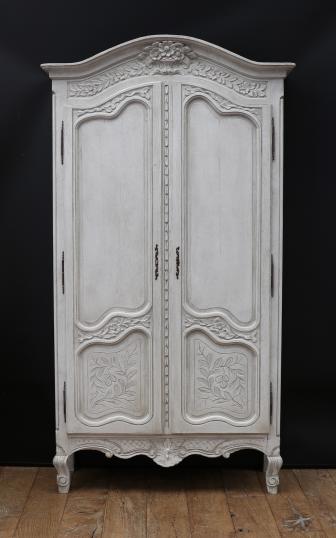 Crown Topped Louis XIV Painted Armoire