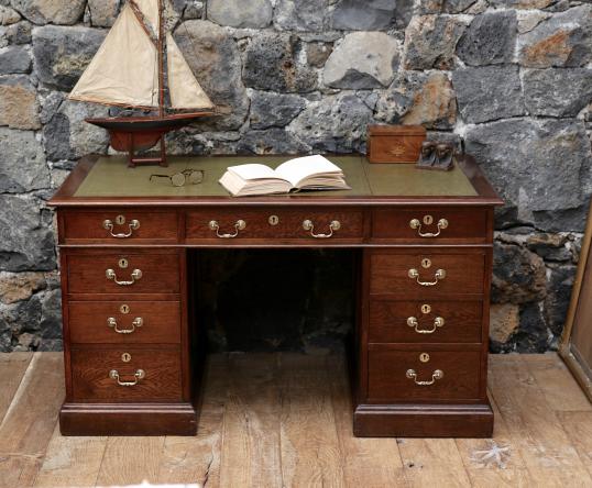 English Oak Pedestal Desk