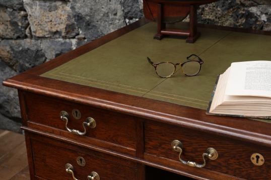 English Oak Pedestal Desk